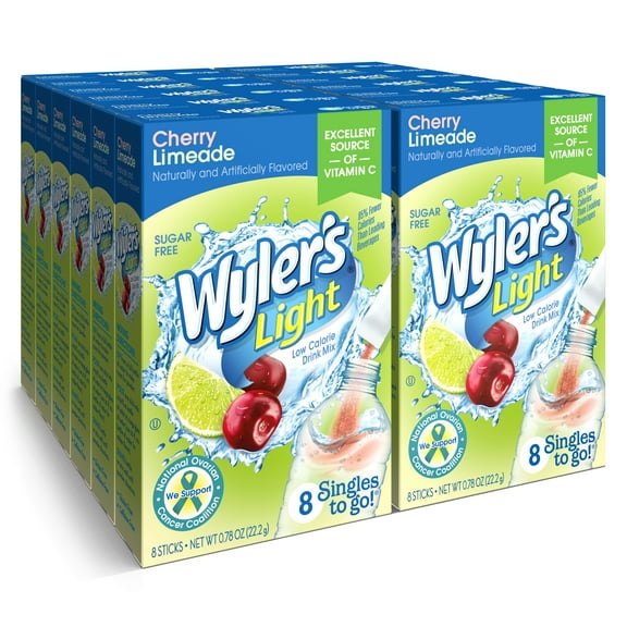 (12pack) Wyler's Light Sugar-Free Singles to Go Powdered Drink Mix, Cherry Limeade, 8 Count Packets