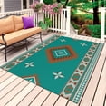 thumbnail image 4 of Outdoor Rug 3x5 ft Turquoise Tribal Geometric Outdoor Large Area Rug Non Slip Vintage Boho Native Abstract Front Door Mat RV Rug Carpet Patio Outdoor Rugs for Backyard Balcony Deck Porch Indoor, 4 of 9