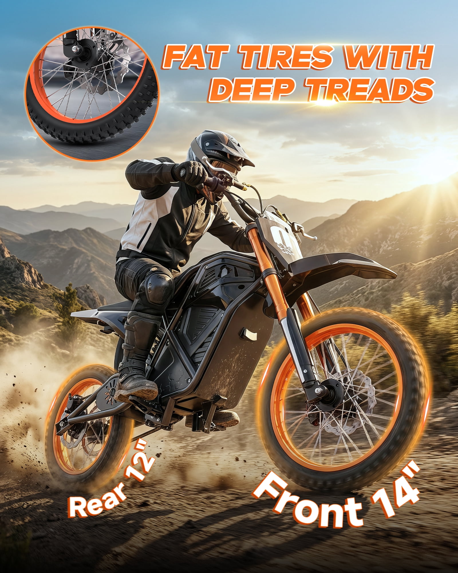 QNUT Electric Dirt Bike for Teens Adults, 3000W 38MPH Electric-Motorcycle Fat Tire with 48V 21Ah Battery E Dirt Bike 200Nm Dual Hydraulic Brakes Full Suspension Off-Road Ebike for 13+ UL2849 Listed