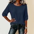 thumbnail image 4 of Neewe Womens Plain Round Neck Half Sleeve Top Curved Hem Blouses Loose Shirts Spring Summer Fashion Casual T Shirts, 4 of 7