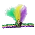 thumbnail image 3 of Diadema de lentejuelas de Mardi Gras para el cabello para suministros de fiesta de carnaval Pluma tricolor, 3 of 9