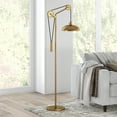 thumbnail image 2 of Evelyn&Zoe Neo Solid Wheel Pulley System Floor Lamp with Metal Shade in Brass/Brass, 2 of 2