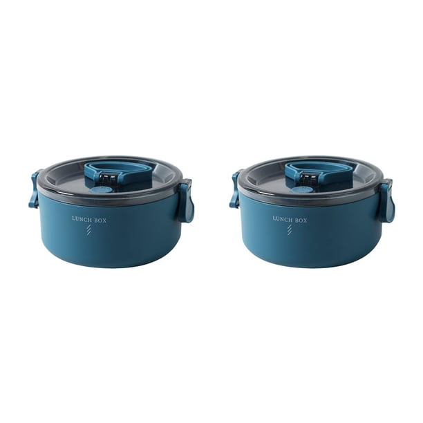 Yuarrent Contenedores de fiambrera, caja de sellado de comida resistente al calor redondeada, contenedor de comidas para trabajadores con asa Typ 2 2piezas