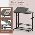 thumbnail image 5 of Barara King Mobile Stand up Home Office Desk with Tilting Tabletop and Adjustable Height, Computer Desk for Home Office, Living Room, Study Room, Bedroom, Oak, 5 of 7