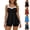 Black, variant on pstuiky Swimsuits for Women Solid Color Crew Neck Adaptable Two Piece Bathing Suits Womens Swim Suits Tankinis with Boy Shorts Swim Dress