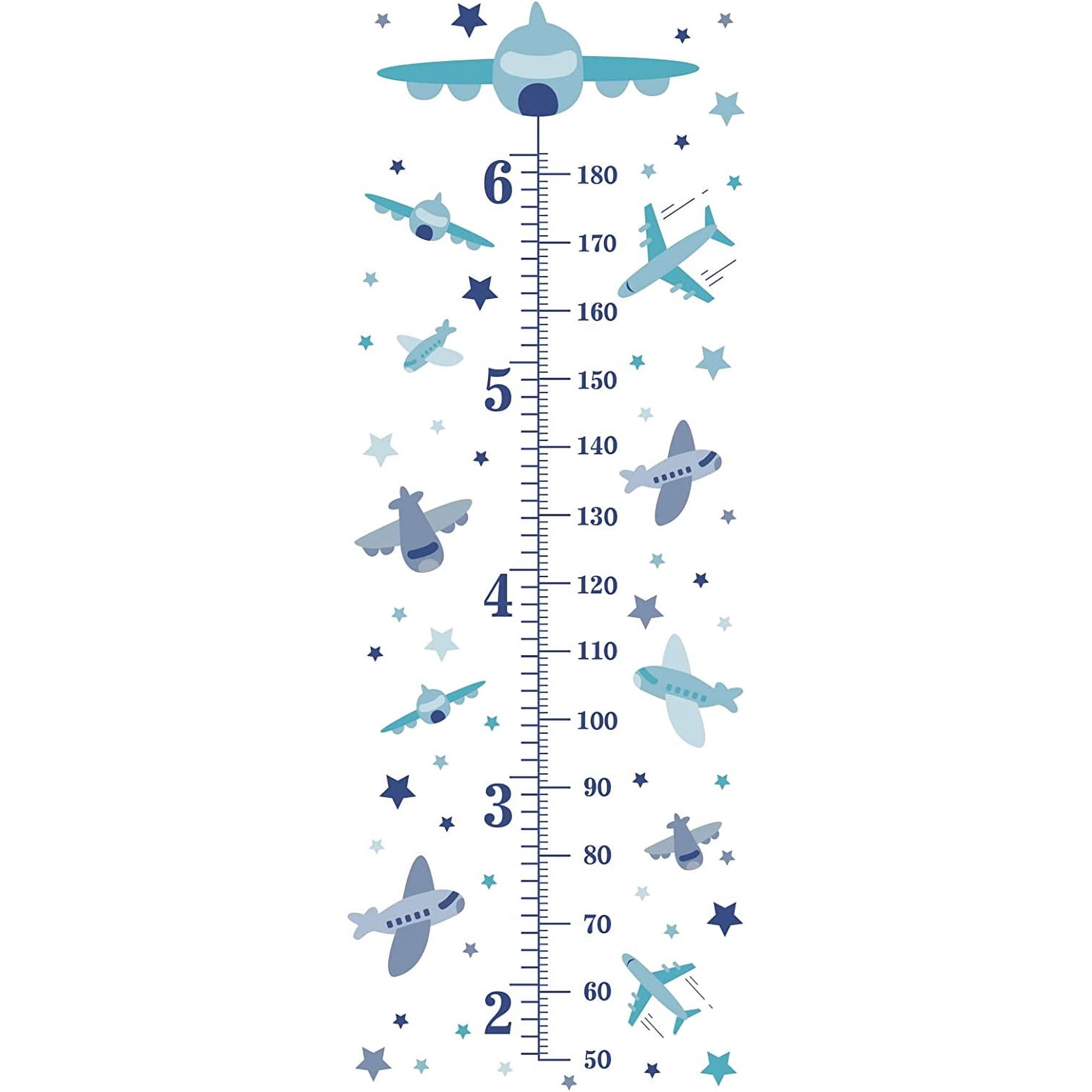 3pcs/Set Family Height Growth Chart Wall Sticker Airplane Star Self-Adhesive Height Wall Sticker for Bedoom Nursery Living Room Decor 38"x15" DIY