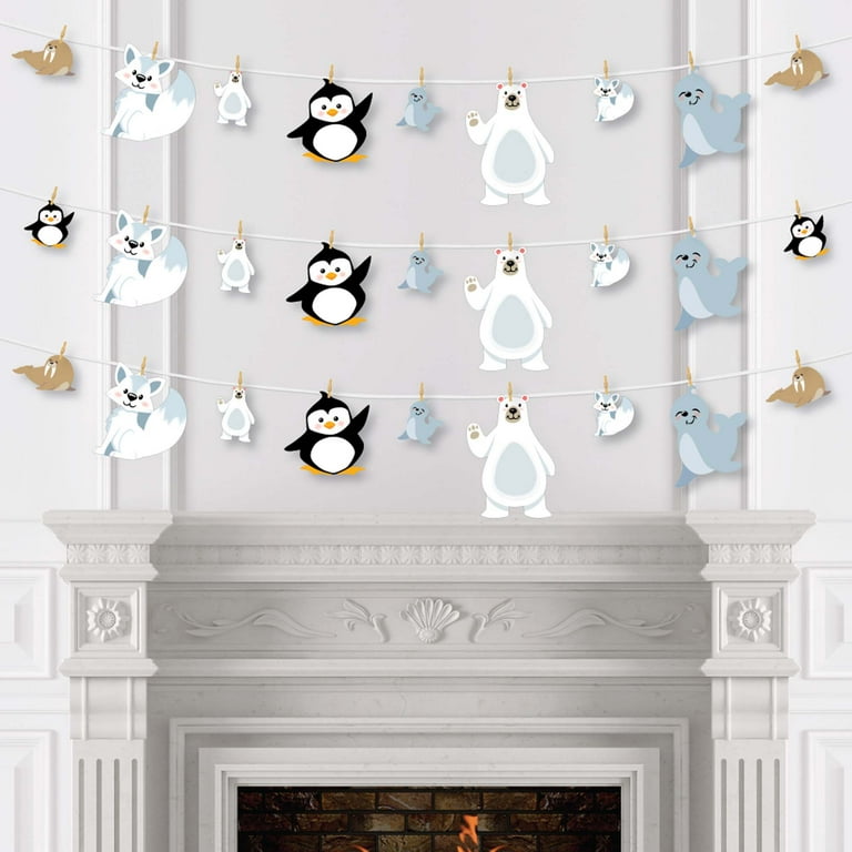 Arctic Polar Animals Baby Shower Banner - "Welcome Baby" Winter Themed Bunting Decorations Kit