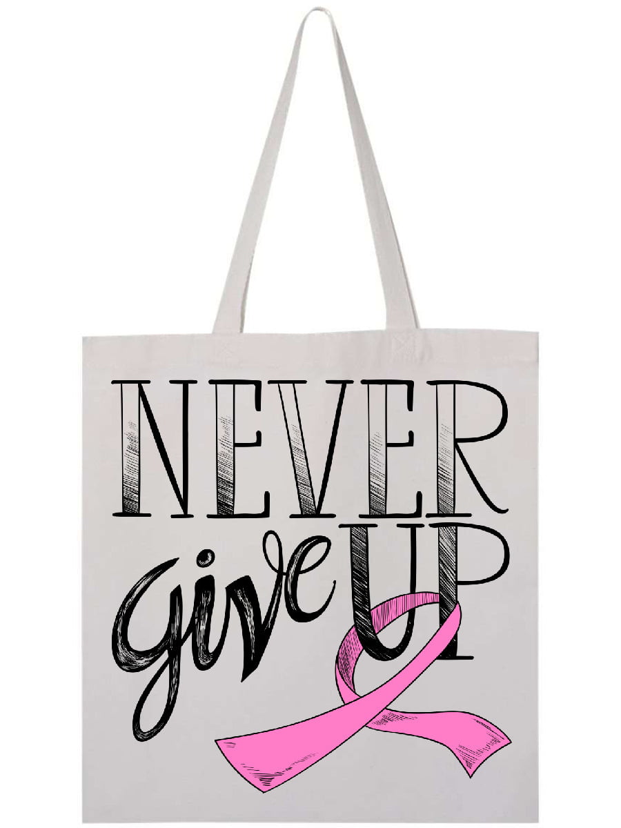 Set of 2 Canvas Breast Cancer Awareness Reusable Bags 16x15 inches NEW 