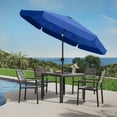 thumbnail image 2 of CorLiving 10ft Large Cobalt Blue Round, Market Patio umbrella with Side Flaps and Round Fillable Base - Deck Umbrellas Outside, Table Umbrella Patio, Patio Table Umbrella, Outdoor Umbrellas Patio, 2 of 14