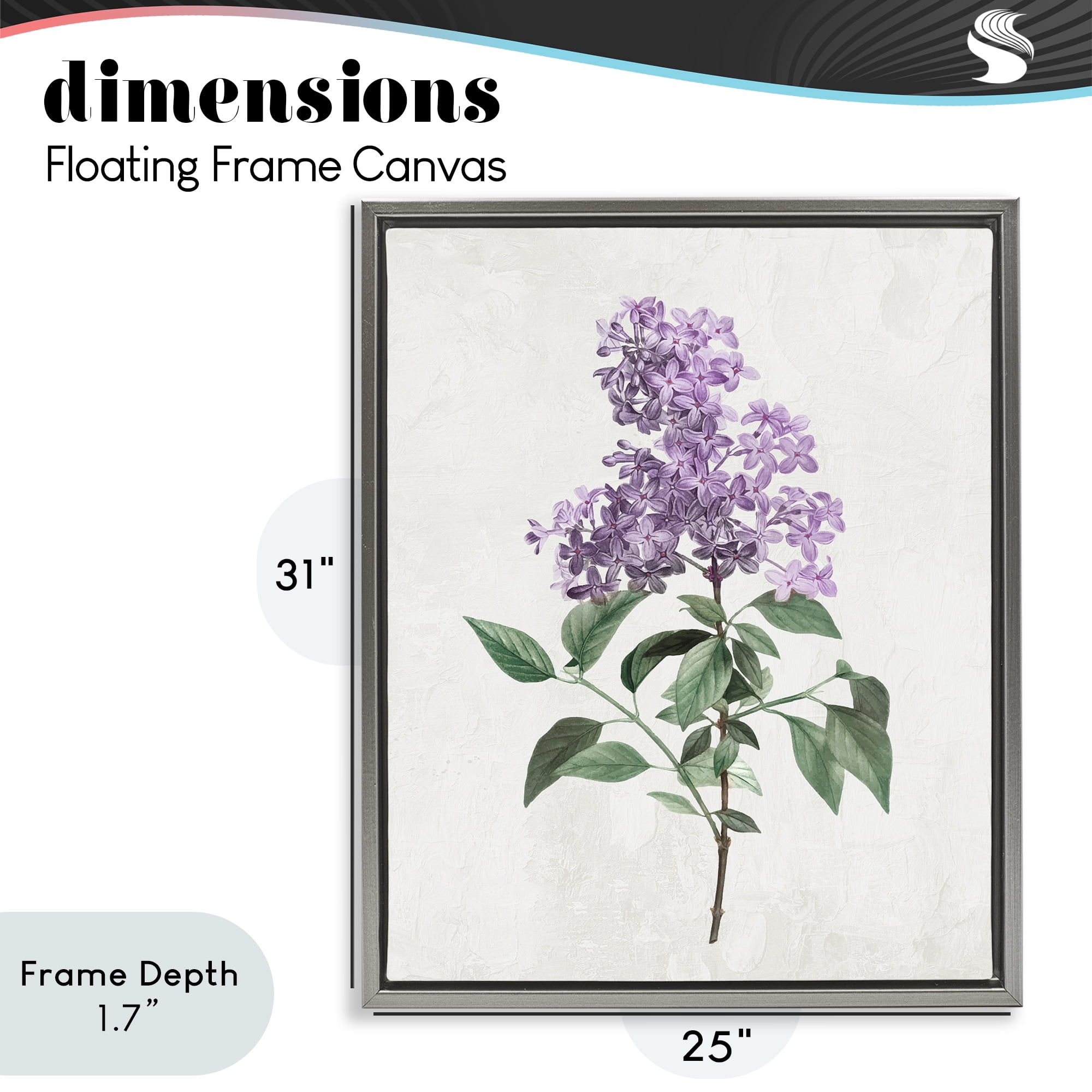 Stupell Industries Lilac Herb Blossoms Gray Framed Floater Canvas Wall Art, design by Kim Allen