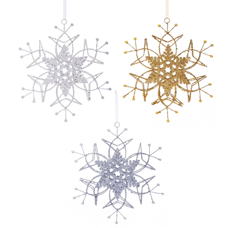 Wire Snowflake Metal Ornament, 3 ASST - Walmart.com