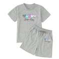 thumbnail image 4 of Hienoo Girls Cotton Outfits Casual Sports Short Sleeve T-Shirt and Shorts Set, Sizes 3-10, 4 of 6