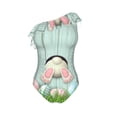 thumbnail image 4 of Yiaed White Bunny Bottom And Easter Eggs Print Women One Piece Swimsuits Tummy Control One Shoulder Bathing Suits Pattern Ruffle Swimwear-Medium, 4 of 8