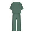 thumbnail image 5 of 2026 ! JINMGG Two Piece Outfits Women, 2026 Fashion Fall Ladies Summer Fashion Casual Loose Round Neck Short Sleeve Printing Wide Leg Linen Suit Army Green XXXXL, 5 of 5