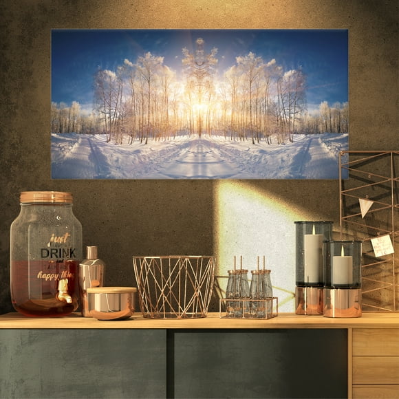 Terre d'Hiver Horizontalement Retournée - Impression d'Art sur Toile Paysage