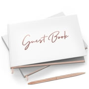 Merry Expressions Rose Gold Wedding Guest Book & Pen Set - 9" x 7" Hardcover 100 Page/50 Sheets