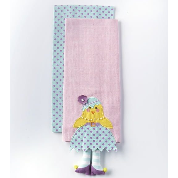 Easter Egg Chicken Kitchen or Bathroom Cotton Hand Towels - Set of