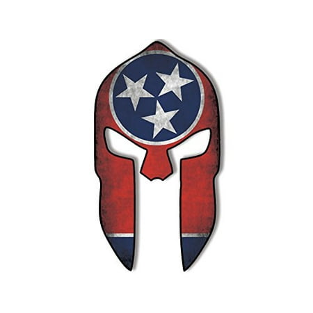 10 Inch Gun - LARGE Spartan Helmet Shaped Distressed TENNESSEE Flag Sticker Decal (gun molon labe tn) Size: 6 x 10 inch