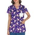 thumbnail image 1 of Scrub Tops LOMON con cuello en V y estampado de dibujos animados de animales con 3 bolsillos, 1 of 6