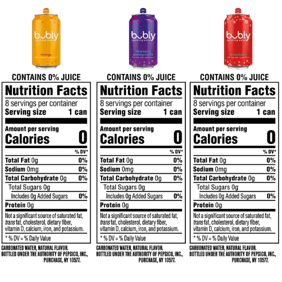 bubly Sparkling Water Variety Pack, (Mango , Blueberry Pomegranate, Strawberry) 12 fl. oz., 24 pk.