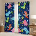 thumbnail image 2 of Feelyou Rainbow Dino Wildlife Black Out Curtains for Kids Boys Girls, Tropical Palm Curtains Pack of 2 (42x63 Each), Navy, 2 of 6