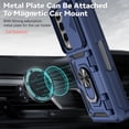 thumbnail image 2 of Galaxy Z Fold 6 Kickstand Armor Case with Slide Camera Lens Protection Cover Built-in 360° Rotate Ring Holder Stand Magnetic Military Shockproof Phone Cover Case for Samsung Galaxy Z Fold 6, Blue, 2 of 9