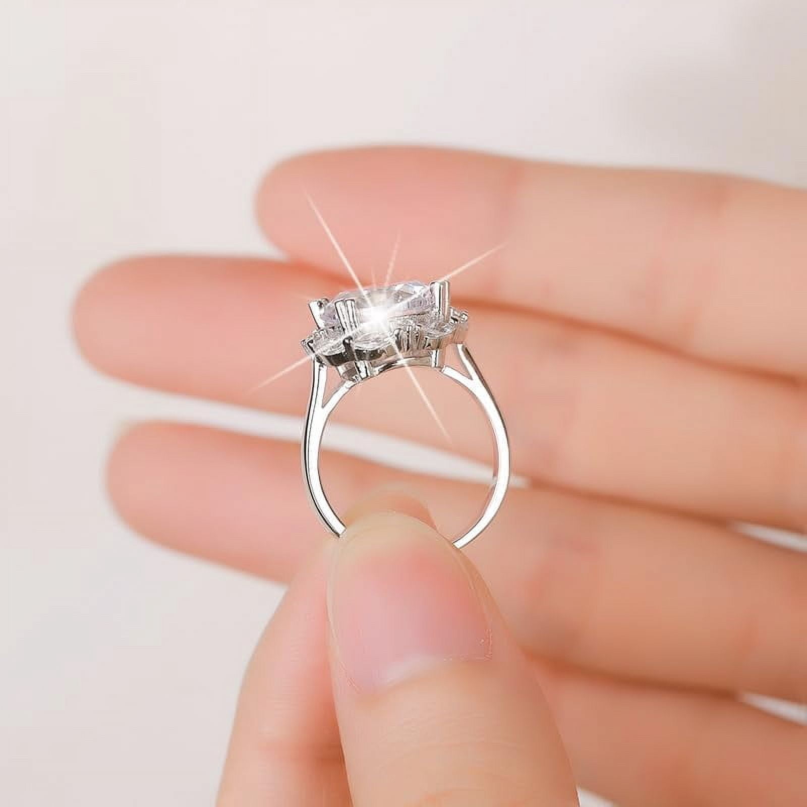 5 Carat Moissanite Engagement Rings for Women Sterling Silver Moissanite Women's Diamond Ring Moissanite Ring for Women Lab Grown Diamond Wedding Rings Women's Promise Rings