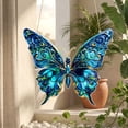 thumbnail image 5 of Iridescent Blue Butterfly Acrylic Hanging Ornament, Flat Printed Wall Decor, Lightweight Art Pendant, Exquisite Home Gift for Living Room, Window and Wall Display, 5 of 7