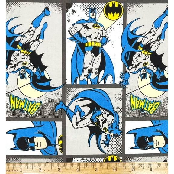 1 Fat Quarter - DC Comics Batman Block Cotton Fabric - 21" X 18"