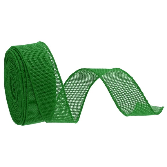 Uxcell Burlap Ribbon Fabric Wired EdgeGreen 1-1/2 Inch x 10 Yard for Gift Wrapping, Christmas Tree