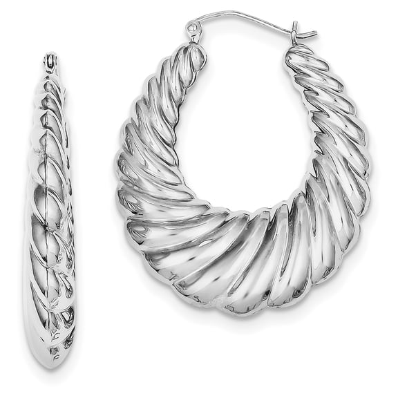 Primal Silver Sterling Silver Rhodium-plated Fancy Shrimp Hoop Earrings