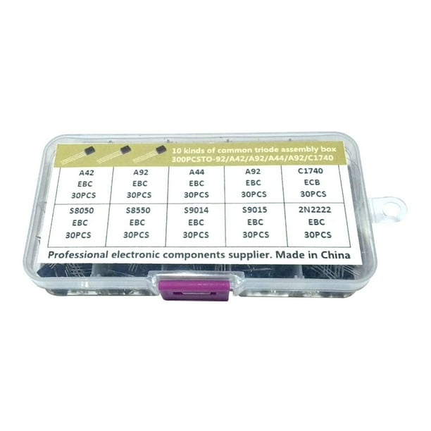 Kit surtido de transistores de 300 piezas/accesorios to-92 triodo de circuito electrónico DIY/S9014 S9015 C1740 S8050 S8550 2N2222 A42