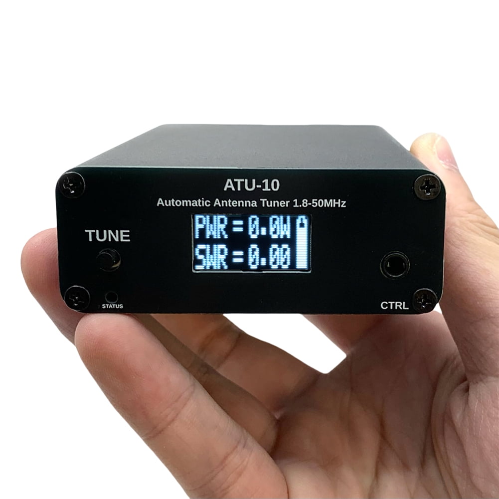HUISZJ ATU-10 ATU10 Automatic Antenna Tuner, 1-15W Antenna Automatic Tuner, 1.8-50MHz 0.91 Inch OLED Display(Black)