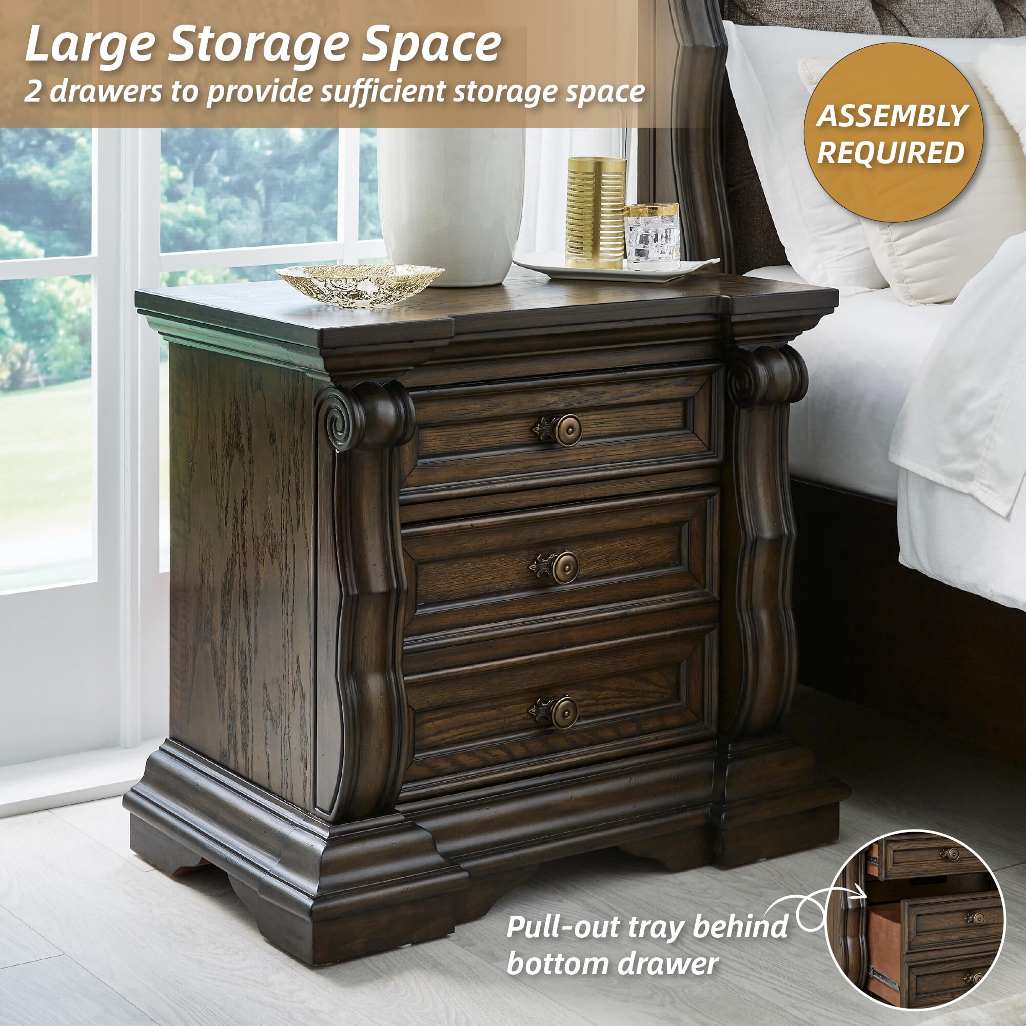 Signature Design by Ashley Maylee 2 Drawer Nightstand with USB Ports, Brown