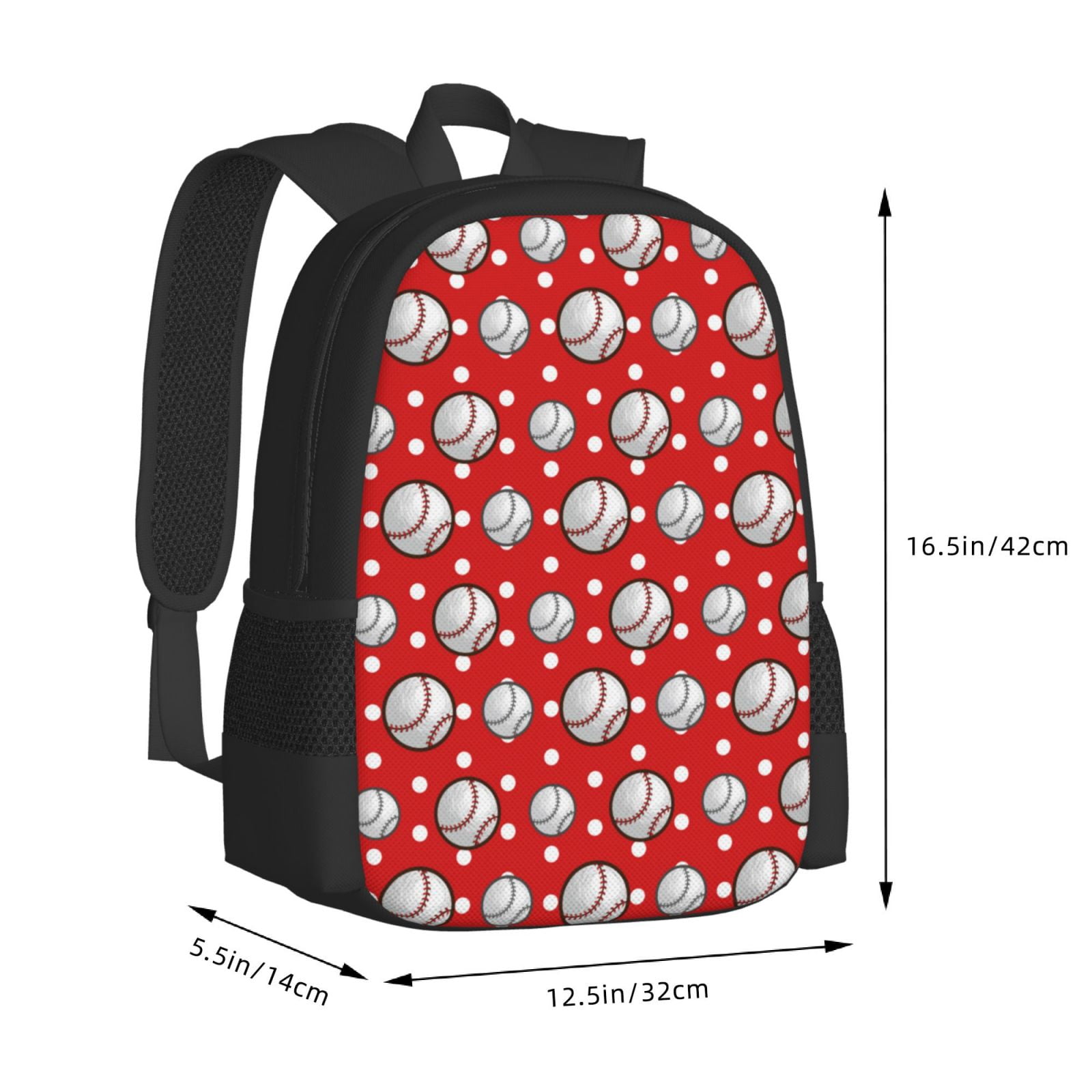 Ratiio Cute Baseball Backpack for Men and Women - Durable 600D Oxford Cloth -Large Capacity, Water-Resistant School, Travel, and Hiking Bag