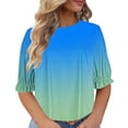 thumbnail image 1 of Shorts pour Femmes, Blouses pour Femmes, Mode Décontractée Grande Taille Col Rond T-Shirt Imprimé Haut Blouse, 1 of 4