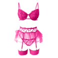 thumbnail image 3 of Aayomet Women Lingerie Sets I Lace Patchwork Fun Lingerie Set (Hot Pink, S), 3 of 5