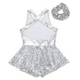 thumbnail image 4 of Alvivi Girls Sequin Dance Dress Sleeveless Skirted Leotard with Hair Tie Hip Hop Jazz Dance Performance Costume White 14, 4 of 7