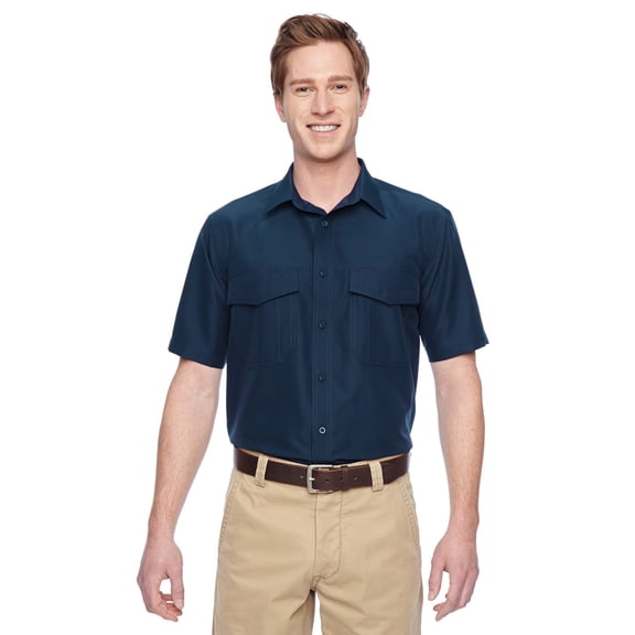 The Harriton Mens Key West Short Sleeve Performance Staff Shirt - NAVY - L