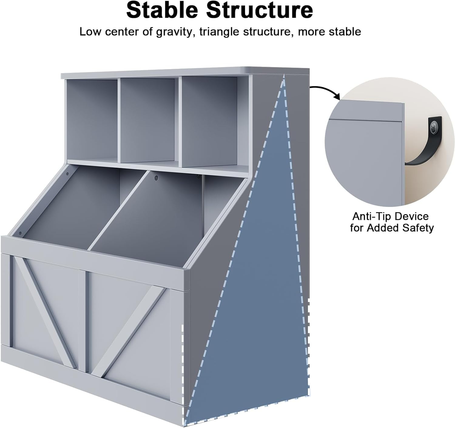 Toy Storage Organizer, Bookshelf and Toy Storage, Toddlers Bookshelf Toy Organizer for Rooms Playroom Bedroom Nursery Daycare, Gray