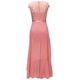 thumbnail image 5 of Formal Gowns and Evening Dresses Wedding Guest Women Solid Dress Lace Splice Sleeveless V-Neck Ruffle Hem Dress Fashion Evening Gown for Party Wear, 5 of 7