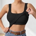 thumbnail image 2 of Lumtrix Built in Bra Tank Tops for Women Ribbed Scoop Neck Slim Fit Sleeveless Going Out Summer Tops Black 2XL, 2 of 8