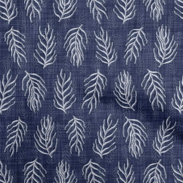 oneOone Polyester Spandex Dark Blue Fabric Asian Dabu Print Fabric For Sewing Printed Craft Fabric By The Yard 56 Inch Wide