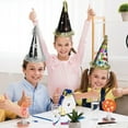 thumbnail image 4 of Happy New Year Hats 4 Pieces Assorted Foil Cone Hat for Kids and Adults New Year's Eve Party Home Table Decorations Count Down Photo Props and Holiday Celebration Supplies (Designs May Vary), 4 of 7
