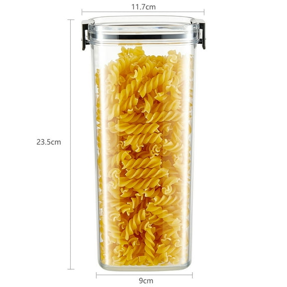Hauiodp Kitchen Spaces Food Storage Container, Plastic Airtight Food Container, Large Clear Canister with Clamp Lid, Stackable for Pantry Storage, Ideal for Pasta, Grains or Snacks