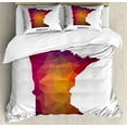 thumbnail image 1 of Minnesota Duvet Cover Set King Size, Low Poly Effect Minnesota State Map Silhouette in Ombre Colors Triangular Mesh, Decorative 3 Piece Bedding Set with 2 Pillow Shams, Multicolor, by Ambesonne, 1 of 3