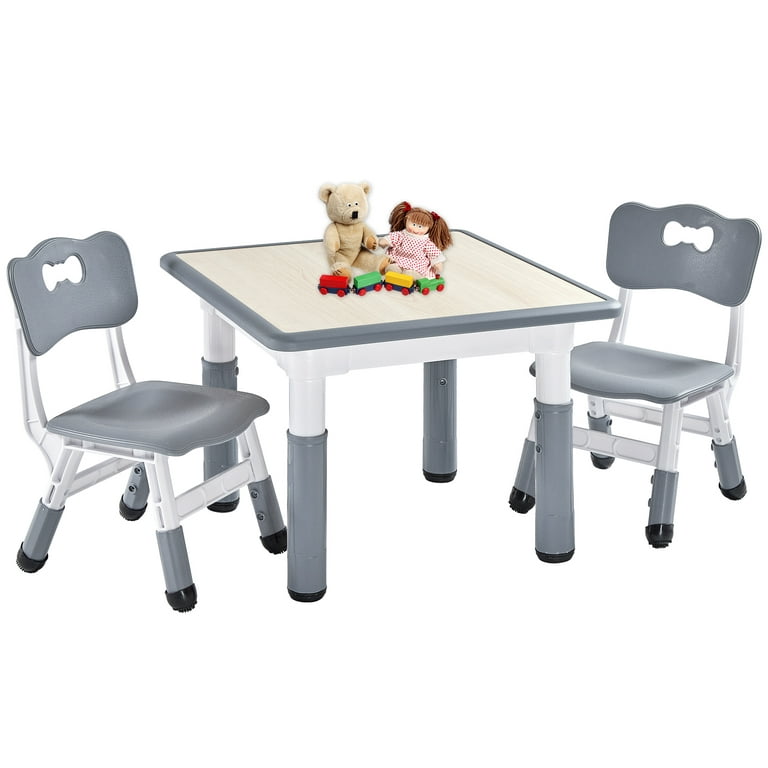 FUNLIO Wooden Kids Art Table & 2 Chairs Set (for Ages 3-8)