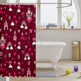thumbnail image 3 of Manfei Dreamy Princess Castle Shower Curtain 72Wx72L, Cartoon Rainbow Bathroom Curtain, Burgundy Pink, 3 of 5