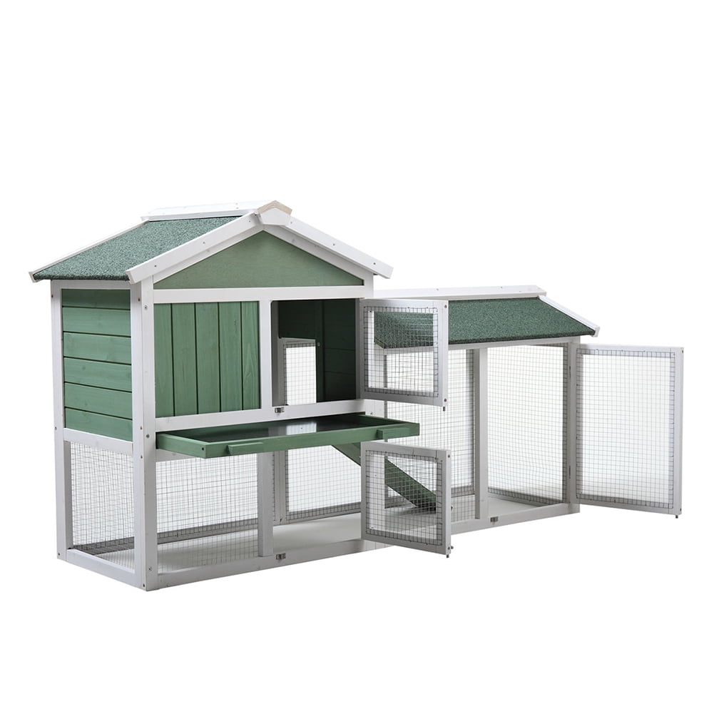Kadyn for indoor and outdoor use Wooden Rabbit Hutch Chicken Coop with 1 Removable Tray and 3 Lockable Doors Rabbit Hutch, Green Kadyn for indoor and outdoor use Wooden Rabbit Hutch Chicken Coop with 1 Removable Tray and 3 Lockable Doors Rabbit Hutch, Green