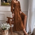 thumbnail image 5 of IROINNID Maxi Dress for Women Long Sleeve Pullover Neck Long Sleeve High Waist Dress,Coffee, 5 of 8